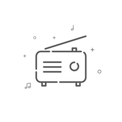 Radio simple vector line icon. Broadcasting symbol, pictogram, sign. Light background. Editable stroke. Adjust line weight.