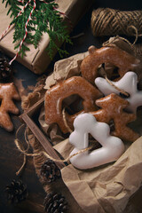Christmas cookies in a wooden box