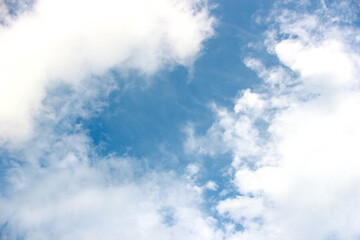 Background white clouds in the blue sky in good clear weather