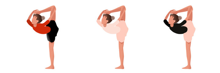 Gymnastics. A popular sport in physical education. Graphic drawing. The girl does acrobatic exercises. Close-up.
