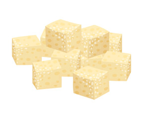 Pile of White Sugar Cubes as Sweetener for Tea and Coffee Vector Illustration