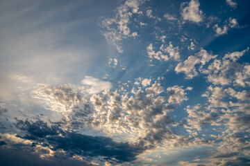 Fototapeta na wymiar Blue sky background with white clouds, nature