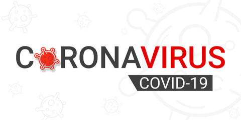 Fototapeta na wymiar coronavirus or covid-19. red and grey logo virus design with inscription typography on white background. campaign to prevent and avoid the infection. learn to new normal lifestyle.