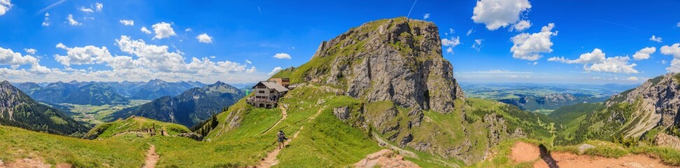 Panoramic picture of the Aggenstein with Bad Kissinger Hut