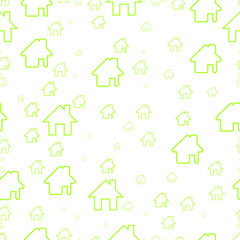 Vector illustration. colorful home symbol seamless pattern on a white background.
