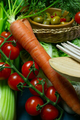 Assortment of fresh organic vegetables. Still life of organic food collected and exposed for stock photography