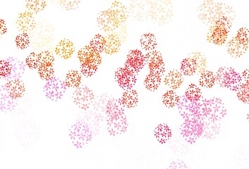 Light Pink, Yellow vector doodle pattern with leaves.