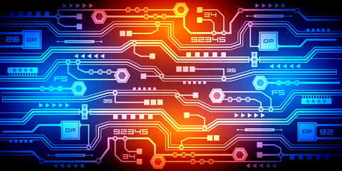  Technology neon background .Technologies of the future .Neon Circuit Board .Space technology .Vector illustration
