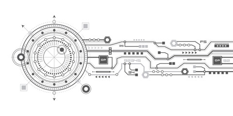 Technical drawing. Technological innovation .Futuristic technology background.Vector illustration.