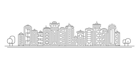 City metropolis architectural landscape .Modern city panorama .High urban skyscrapers . vector illustration.