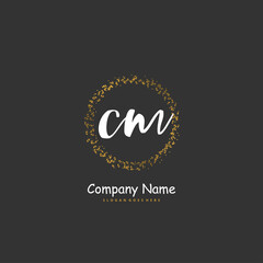 C M CM Initial handwriting and signature logo design with circle. Beautyful design handwritten logo for fashion, team, wedding, luxury logo.