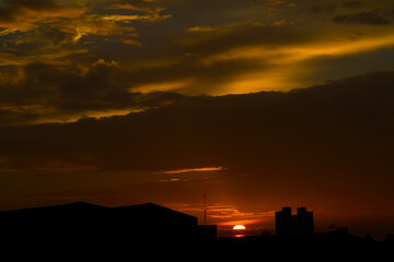 Twilight sky with strange light in the evening