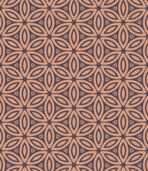 Retro vintage Chinese traditional pattern seamless background round ucrve cross flower geometry kaleidoscope