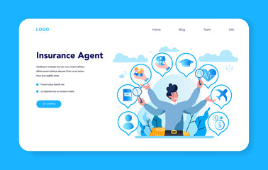 Insurance agent web banner or landing page. Idea of security