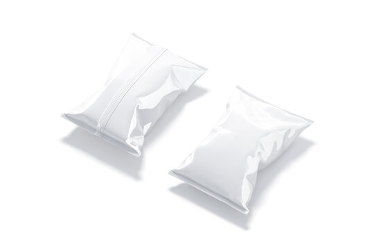 Blank white foil big chips pack mockup, front and back