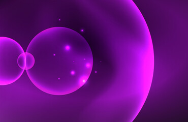Neon shiny transparent glowing circles with light effects. Techno futuristic vector abstract background For Wallpaper, Banner, Background, Card, Book Illustration, landing page