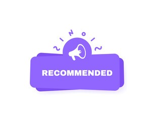 Megaphone with recommended speech bubble and abstract elements. Loudspeaker. Geometric banner. Modern flat style vector illustration