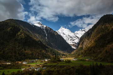 Yubeng, a small Tibetan village in the valley of snow mountain Meili, in Tibet, China.