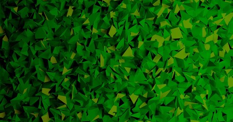 Abstract Green Chaotic background. 3D Crystal Texture Illustration with random structure. Nature Color Wallpaper
