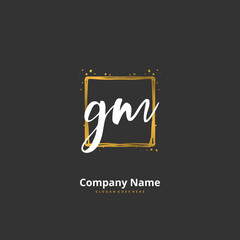 G M GM Initial handwriting and signature logo design with circle. Beautiful design handwritten logo for fashion, team, wedding, luxury logo.