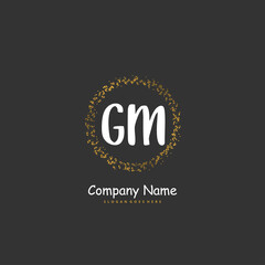 G M GM Initial handwriting and signature logo design with circle. Beautiful design handwritten logo for fashion, team, wedding, luxury logo.
