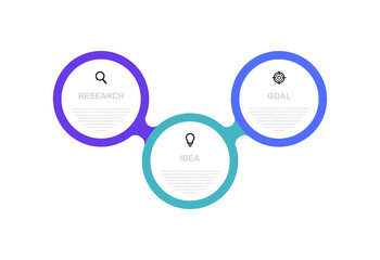 Business process infographic template with 3 options or steps. Thin line design. Vector illustration graphic design