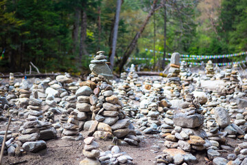 Mani pile, a religious way to pray in Tibet, China.