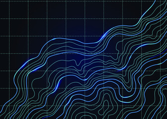 topographic map illustration isolated on a dark background vector