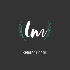 L M LM Initial handwriting and signature logo design with circle. Beautiful design handwritten logo for fashion, team, wedding, luxury logo.