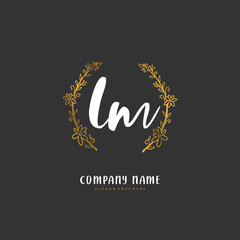 L M LM Initial handwriting and signature logo design with circle. Beautiful design handwritten logo for fashion, team, wedding, luxury logo.