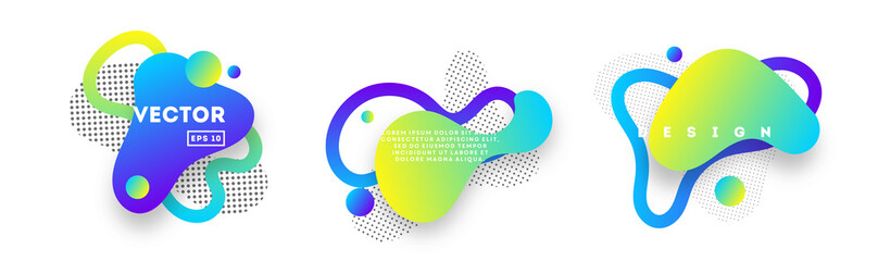 Set of Gradient banners with flowing liquid abstract shapes. Template for the design of your logo, flyer or presentation. Vector eps10.