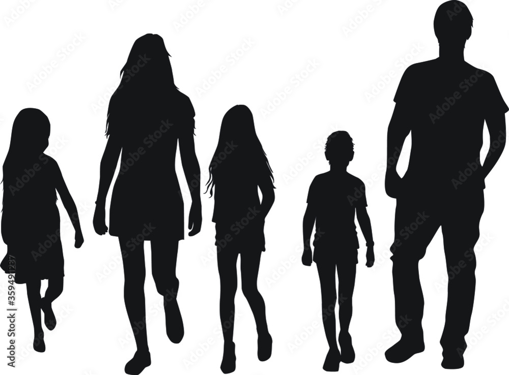 Poster family of silhouettes. conceptual illustration.