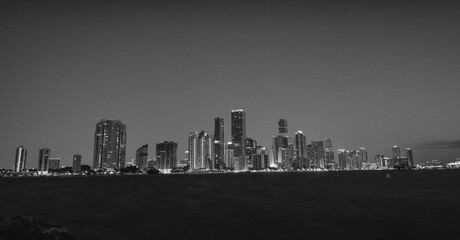 miami  city skyline black and white downtown buildings  cityscape 