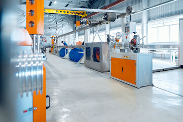 Inside the new factory manufacturing electrical cable. Cable production.