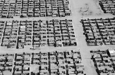 Cape Town, Western Cape / South Africa - 02/21/2012: Aerial photo of informal housing