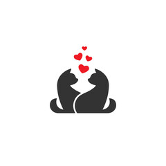 Black cat icon isolated on white. Vector flat illustration. Pet symbol.