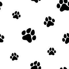 Plakat seamless pattern with black cat trace. animal ornament. Vector flat illustration.