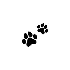 Fototapeta na wymiar two black cat footprints. icon isolated on white. Vector flat illustration.