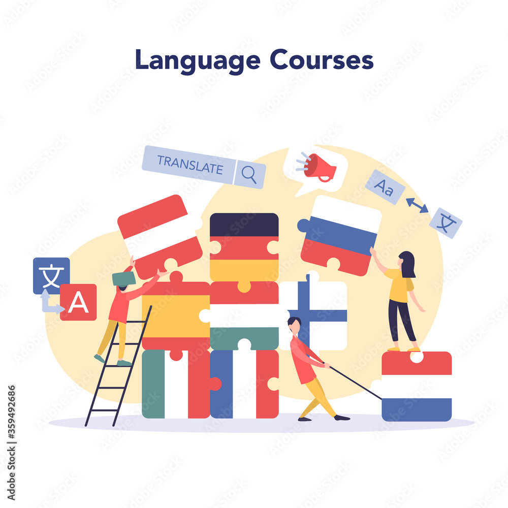 Poster language learning concept. study foreign languages with native