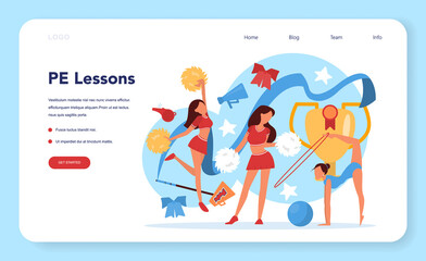 Physical education lesson school class web banner or landing page.