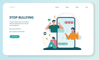 Cyberbullying web banner or landing page. Online harassment