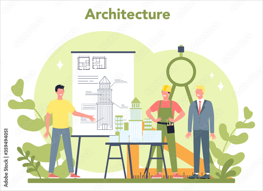 Aufkleber architecture concept. idea of building project and construction work.