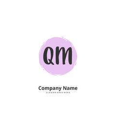 Q M QM Initial handwriting and signature logo design with circle. Beautiful design handwritten logo for fashion, team, wedding, luxury logo.