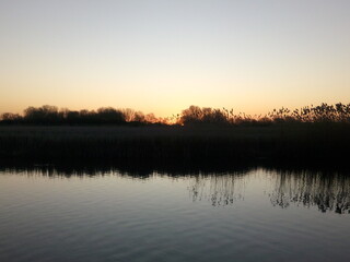 Sunset on the Sula River in early spring