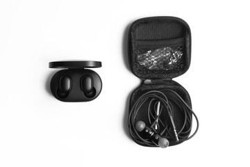 Bluetooth headphone on a white background .