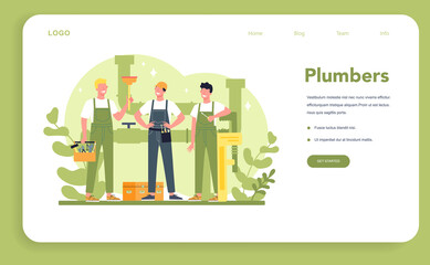 Plumbing service web banner or landing page. Professional repair