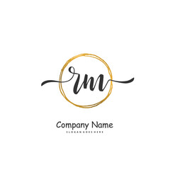 R M RM Initial handwriting and signature logo design with circle. Beautiful design handwritten logo for fashion, team, wedding, luxury logo.