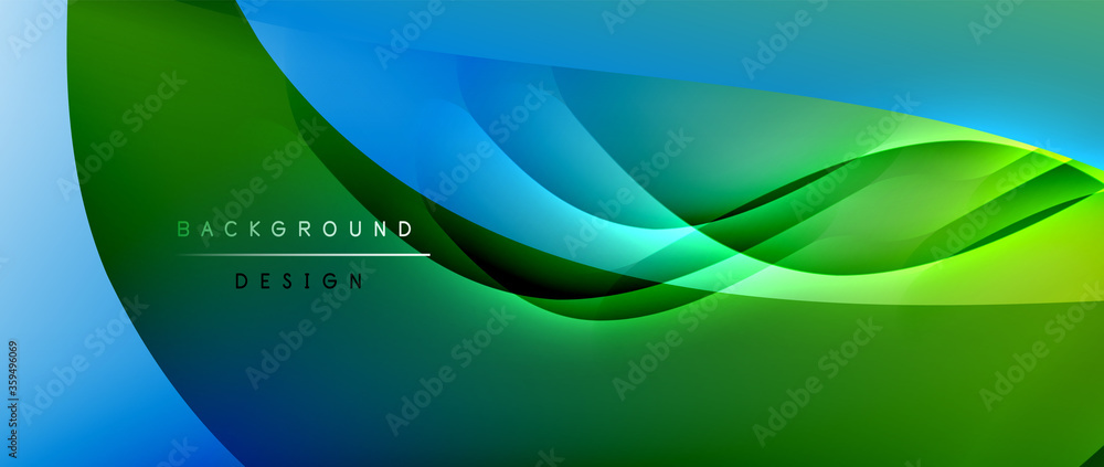 Aufkleber fluid gradient waves with shadow lines and glowing light effect, modern flowing motion abstract back