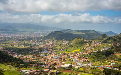 Aerial view of village near La Laguna, Anaga, Tenerife island, Canary