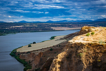 Fototapeta premium panoramic landscape of cliff with clouds in Toledo to the step of the Tajo river